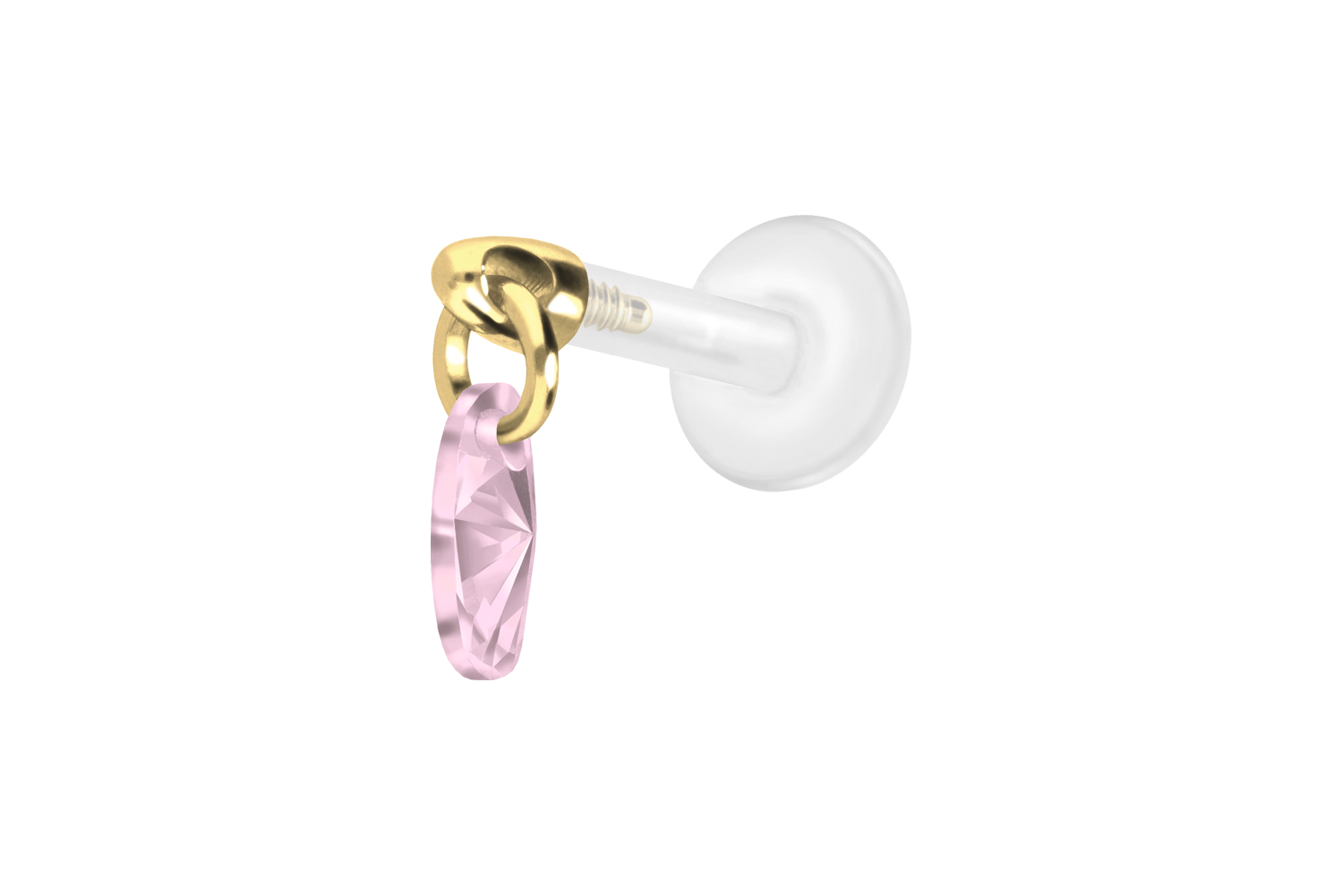 PTFE Labret Piercing mit Innengewinde + Titan-Aufsatz KRISTALLOVAL